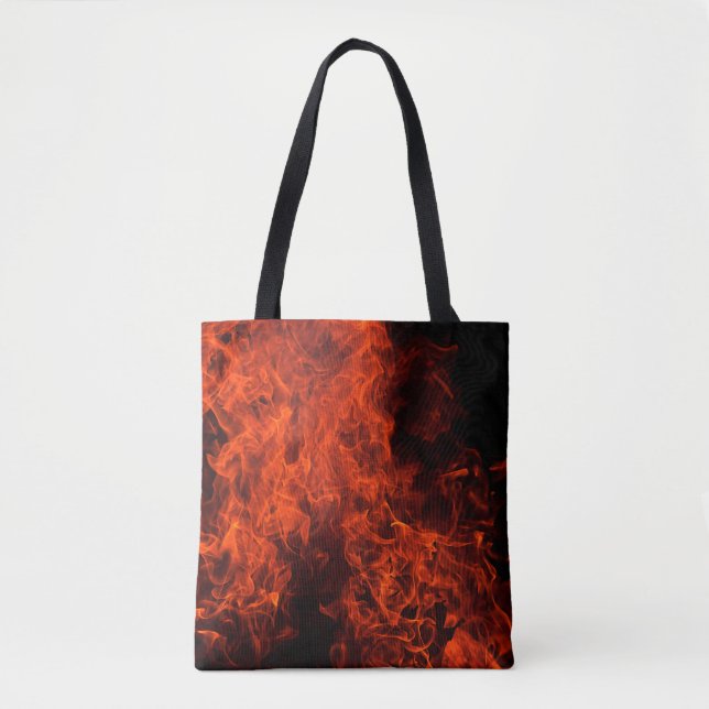 Bolso De Tela Llama de fondo de fuego caliente negro (Anverso)