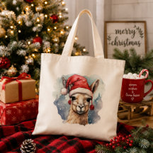Llama de Navidad adorable acuarela festiva