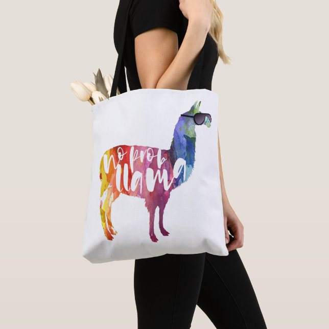 Bolso De Tela Llama. Ningún Probllama. Ninguna Prob-llama. (Detalle)