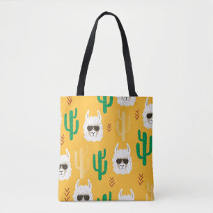 Bolso De Tela Llama personalizado sin foco y patrón de cactus en