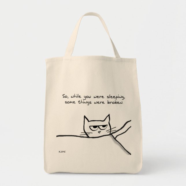 Bolso De Tela Llamada de despertar al gato - Gracioso regalo par (Frente)