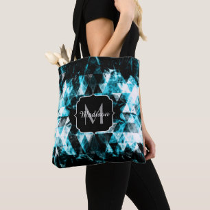 Bolso De Tela Llamadas del triángulo brillante azul eléctrico Mo