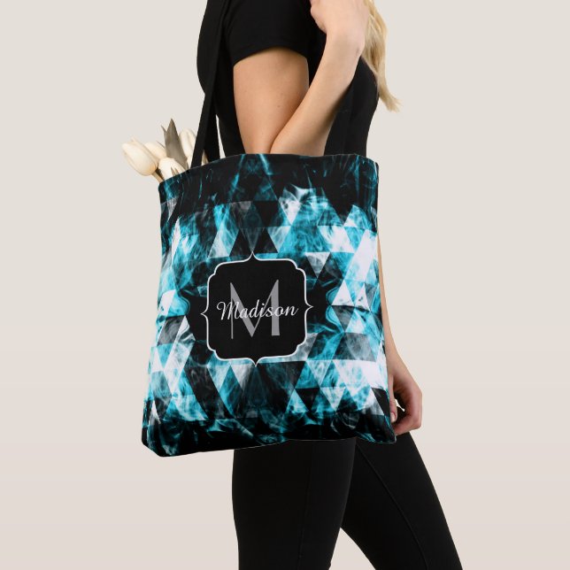 Bolso De Tela Llamadas del triángulo brillante azul eléctrico Mo (Detalle)