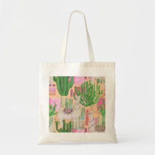 Bolso De Tela Llamas acuarelas, cactus: patrón sin costura.