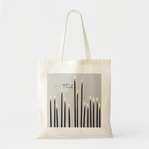 Bolso De Tela Llamas de velas de línea negra iluminadas minimali