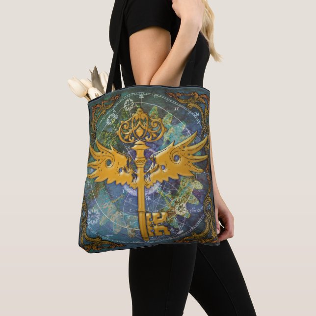 Bolso De Tela Llave alada Steampunk (Detalle)