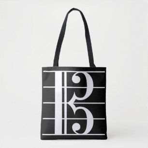 Bolso De Tela Llave de Alto Blanco-Negro
