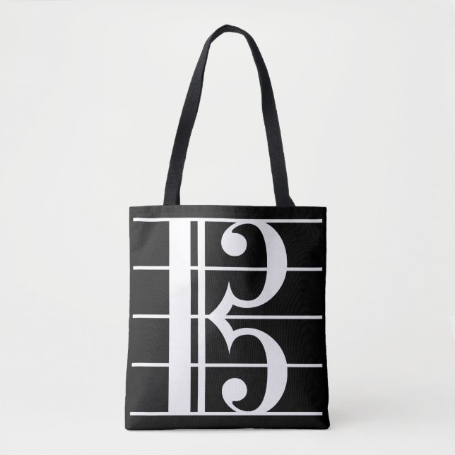 Bolso De Tela Llave de Alto Blanco-Negro (Anverso)