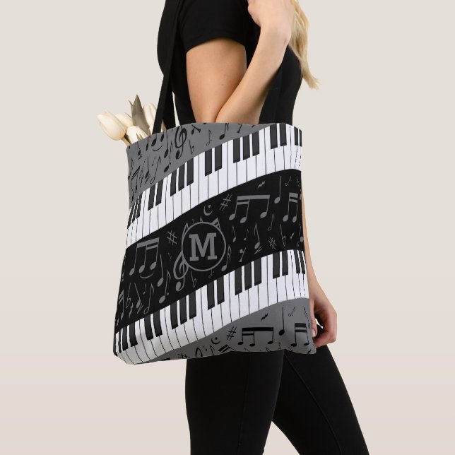 Bolso De Tela Llaves cones monograma del piano de la curva y (Detalle)