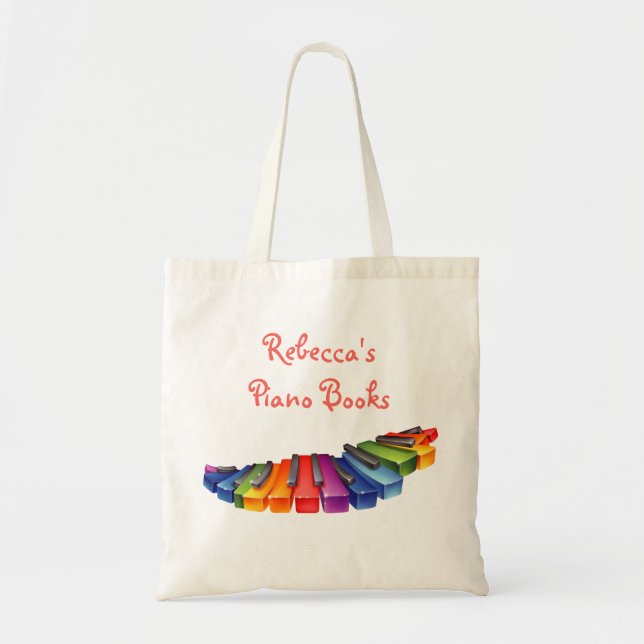 Bolso De Tela Llaves del piano del arco iris (Frente)