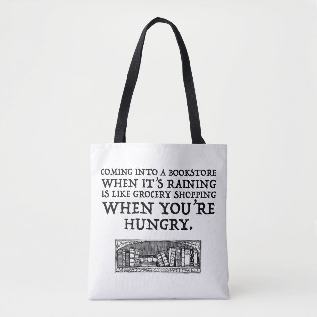 Bolso De Tela Llegar a una librería cuando llueve (Anverso)