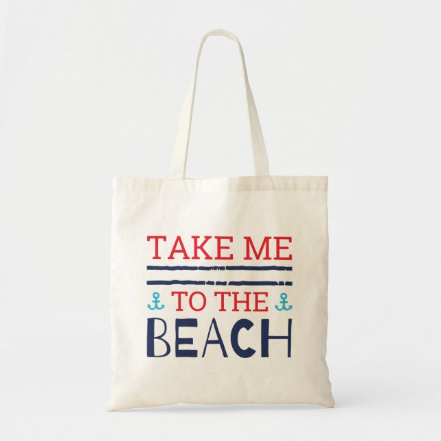 Bolso De Tela Llévame A La Playa (Frente)