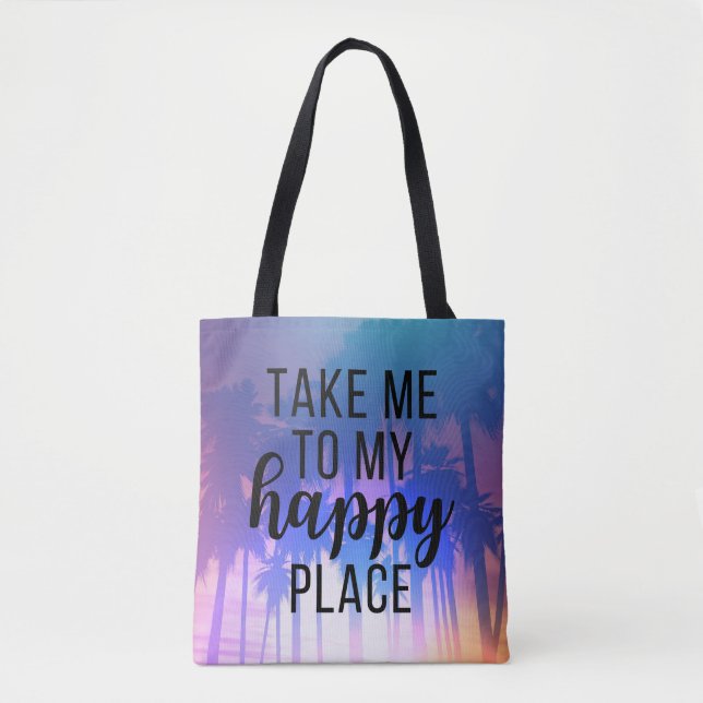 Bolso De Tela Llévame A Mi Happy Place Boho Beach & Palm Trees (Anverso)