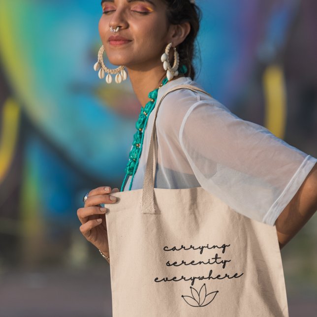 Bolso De Tela Llevando Serenidad a Todos lados Regalo de Yoga Me (Shop now and carry serenity wherever you go!)
