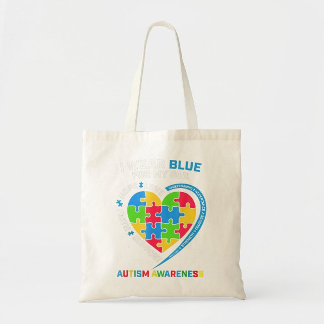Bolso De Tela Llevo Azul Para Mi Hijo Regalos De Concienciación  (Frente)