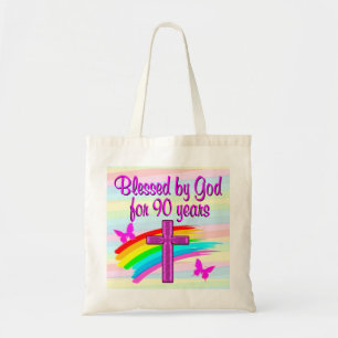BOLSO DE TELA LLUVIA DE COLOR ROINBOW 90 CUMPLEAÑOS PEQUEÑA BOLS