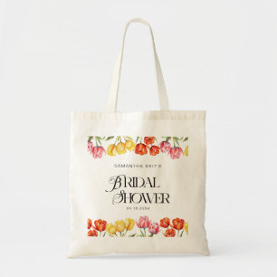 Bolso De Tela Lluvia de Flores Tulipanes Rosas Naranjas Modernos