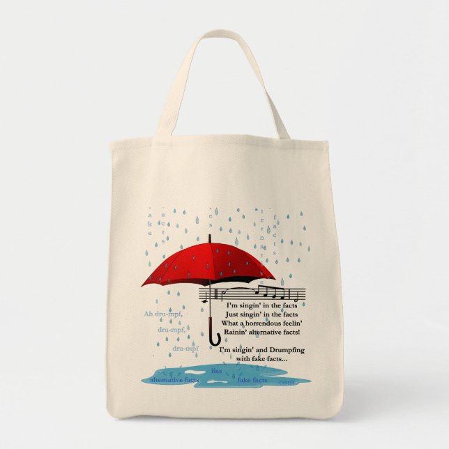 Bolso De Tela Lluvia y canto Hechos alternativos Grocería Tote B (Frente)