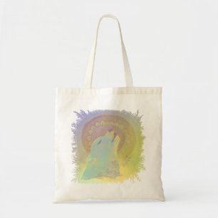 Bolso De Tela Lobo Aullador y Marco de Plantas Mandala