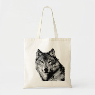 Bolso De Tela Lobo blanco y negro