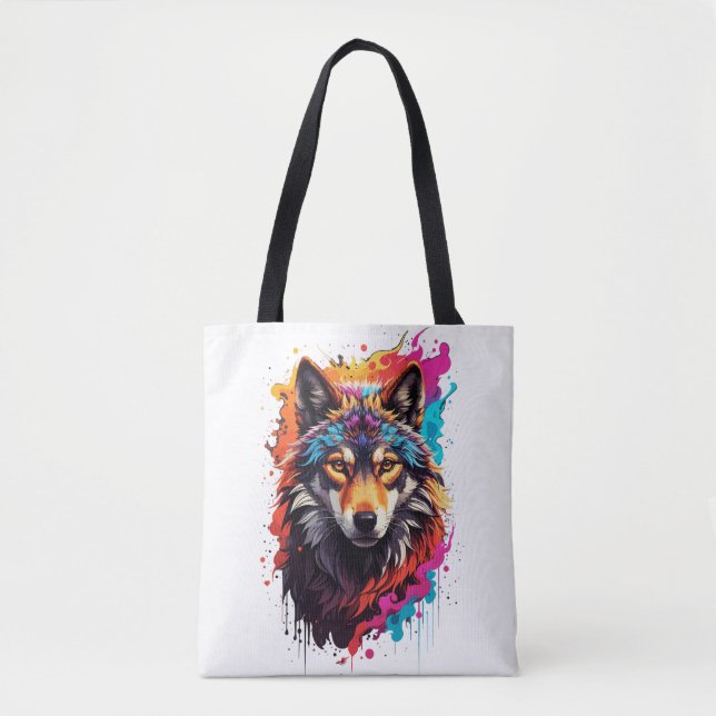 Bolso De Tela Lobo colorido (Anverso)