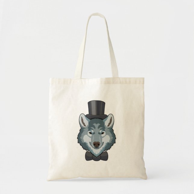 Bolso De Tela Lobo como novio con lazo (Frente)