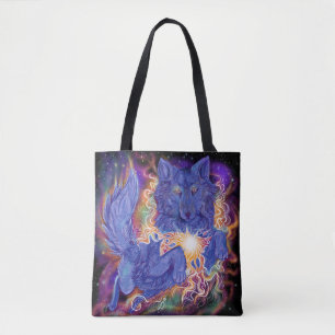 Bolso De Tela Lobo cósmico