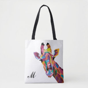 Bolso De Tela Lobo de arte pop colorido monogramado