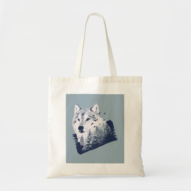 Bolso De Tela Lobo del bosque (Frente)