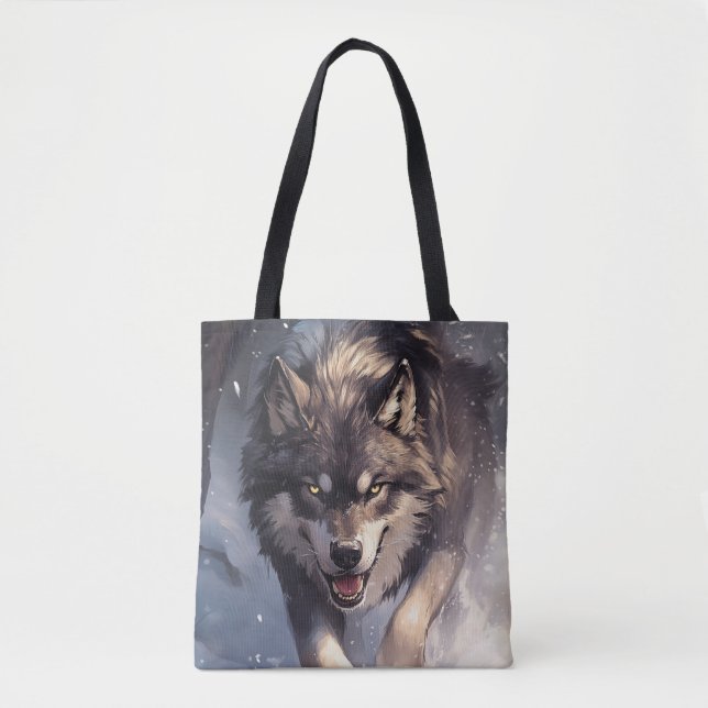 Bolso De Tela Lobo en invierno (Anverso)