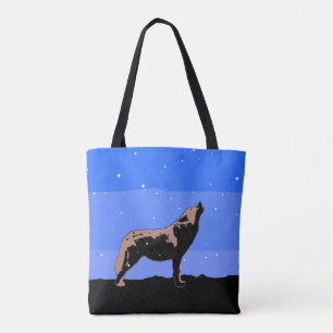 Bolso De Tela Lobo en invierno - Arte de vida silvestre original