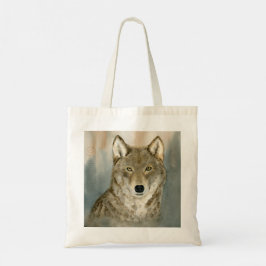 Bolso De Tela Lobo en la Niebla Acuarela