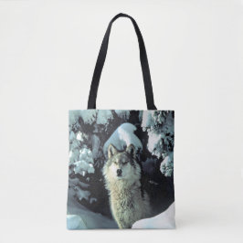 Bolso De Tela Lobo en la nieve