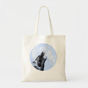 Bolso De Tela Lobo fantasma aullando en la luna