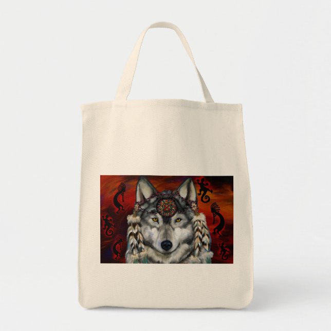 Bolso De Tela Lobo Gris (Frente)