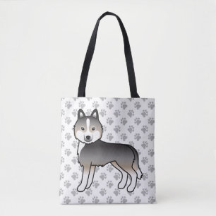 Bolso De Tela Lobo gris claro Siberian Husky perro y patas