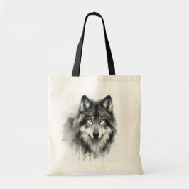 Bolso De Tela Lobo Gris Majestuoso Impresionante Acuarela Vida S