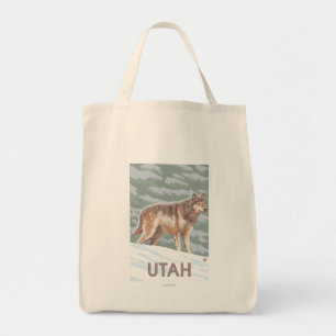 Bolso De Tela Lobo gris StandingUtah
