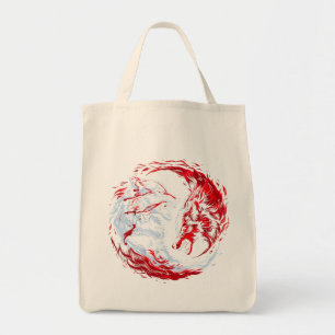 Bolso De Tela Lobo Guerrero Cósmico Rojo Blanco