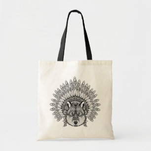 Bolso De Tela Lobo inspirado en capo emplumado de la guerra
