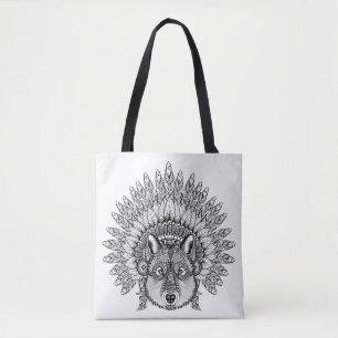 Bolso De Tela Lobo inspirado en el capo emplumado 2 de la guerra