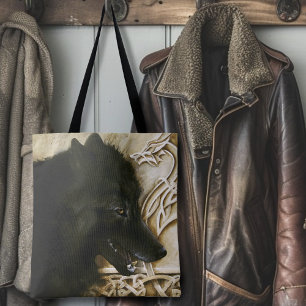 Bolso De Tela Lobo Negro Nudo Celta Dragón Fantasía