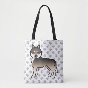 Bolso De Tela Lobo oscuro Gris Siberian Husky perro y garras