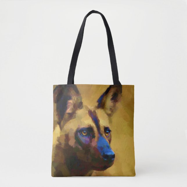 Bolso De Tela Lobo pintado (Anverso)