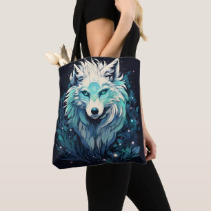 Bolso De Tela Lobo silvestre lunar celeste