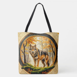 Bolso De Tela Lobo Solitario