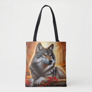 Bolso De Tela Lobo Solitario en el Bosque: Soledad en medio de l