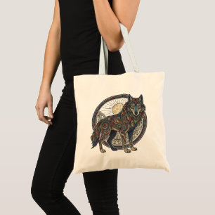 Bolso De Tela Lobo Tribal
