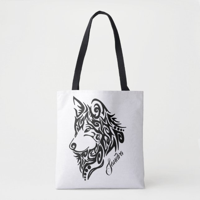 Bolso De Tela Lobo tribal (Anverso)