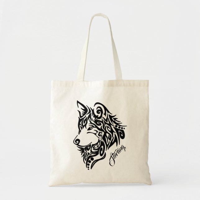 Bolso De Tela Lobo tribal (Frente)